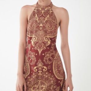 Henna print backless dress